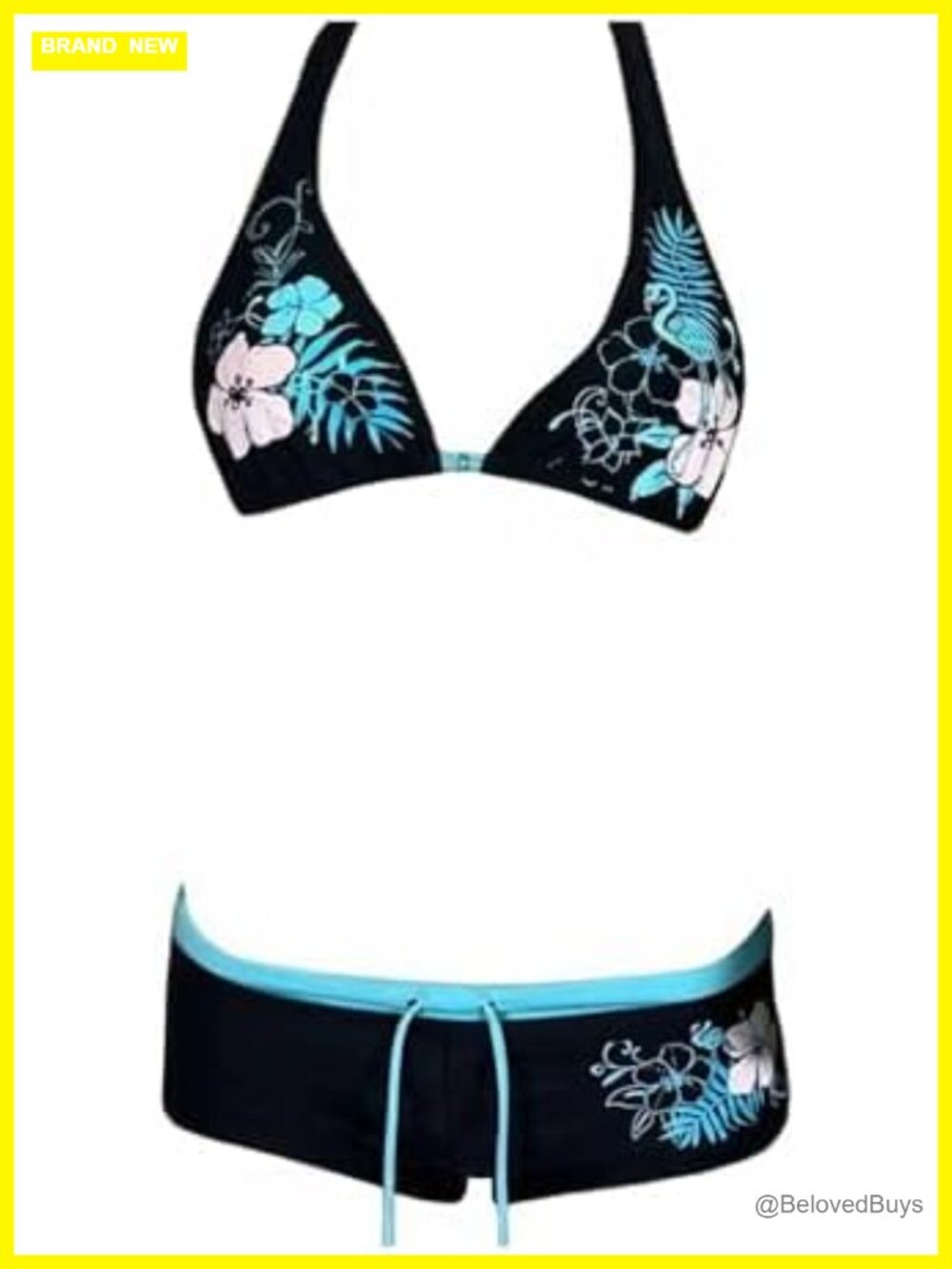 Y2K Tankini Bikini Set with Boy Shorts Halter Two Piece Swimsuit
